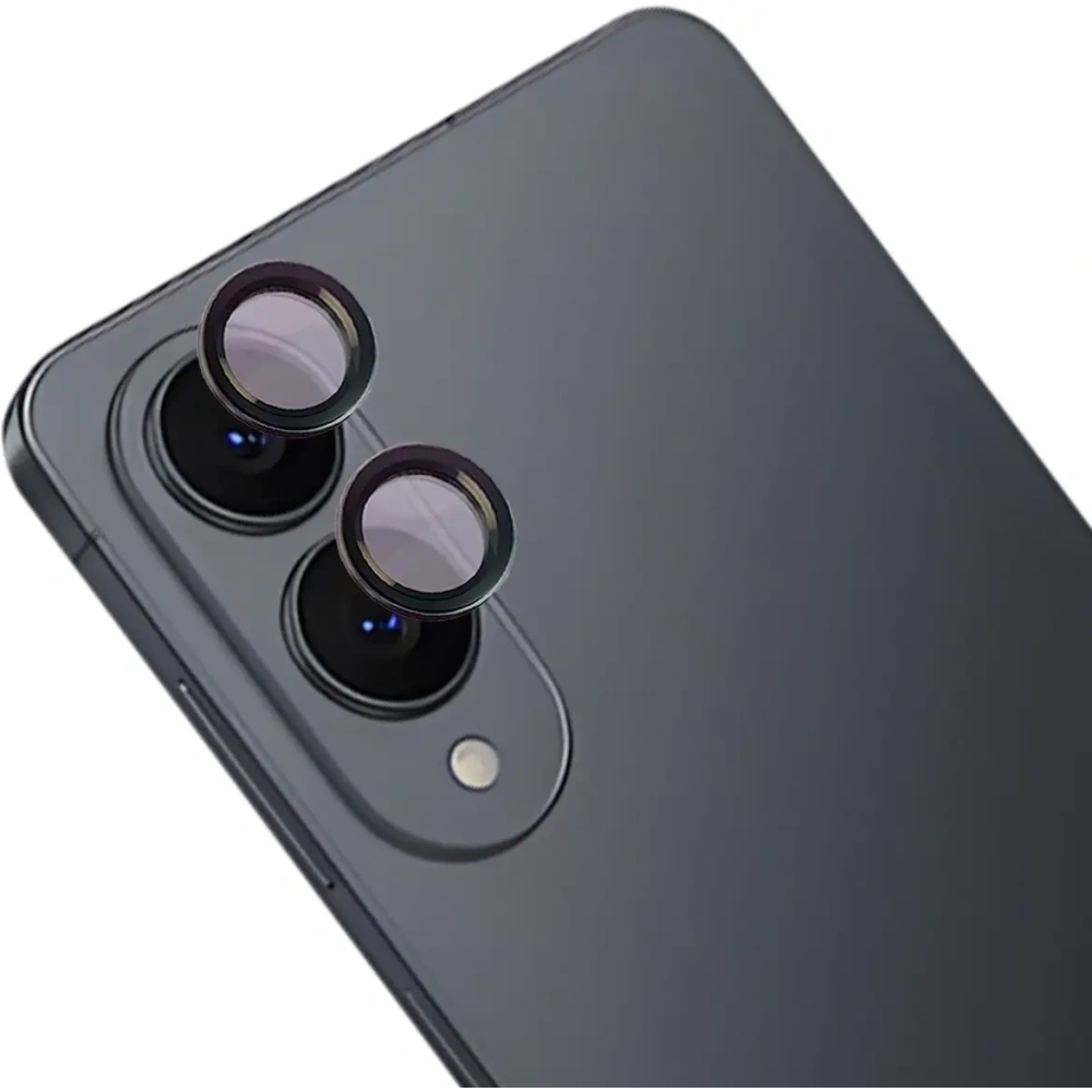 Szkło na aparat z aplikatorem Bizon Glass Snap Lens do Samsung Galaxy S25 Edge czarna ramka