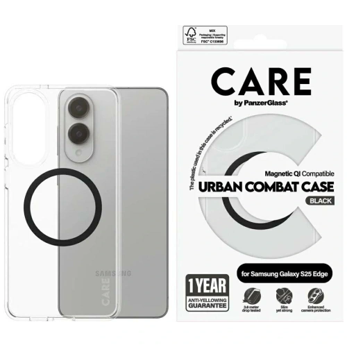 Kup CARE od PanzerGlass Flagship Urban Combat Black QI Samsung Galaxy S25 Edge čirý - PZG1007 - {ean13} - Sklep Home Screen