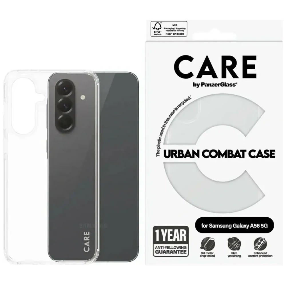 Etui CARE by PanzerGlass Flagship Urban Combat do Samsung Galaxy A56 5G przezroczysty