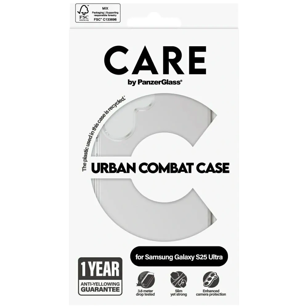 Etui CARE by PanzerGlass Flagship Urban Combat do Samsung Galaxy S25 Ultra przezroczysty