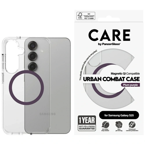 Buy CARE by PanzerGlass Flagship Urban Combat Purple QI Samsung Galaxy S25 clear - PZG1013 - {ean13} - Home Screen Store Europe