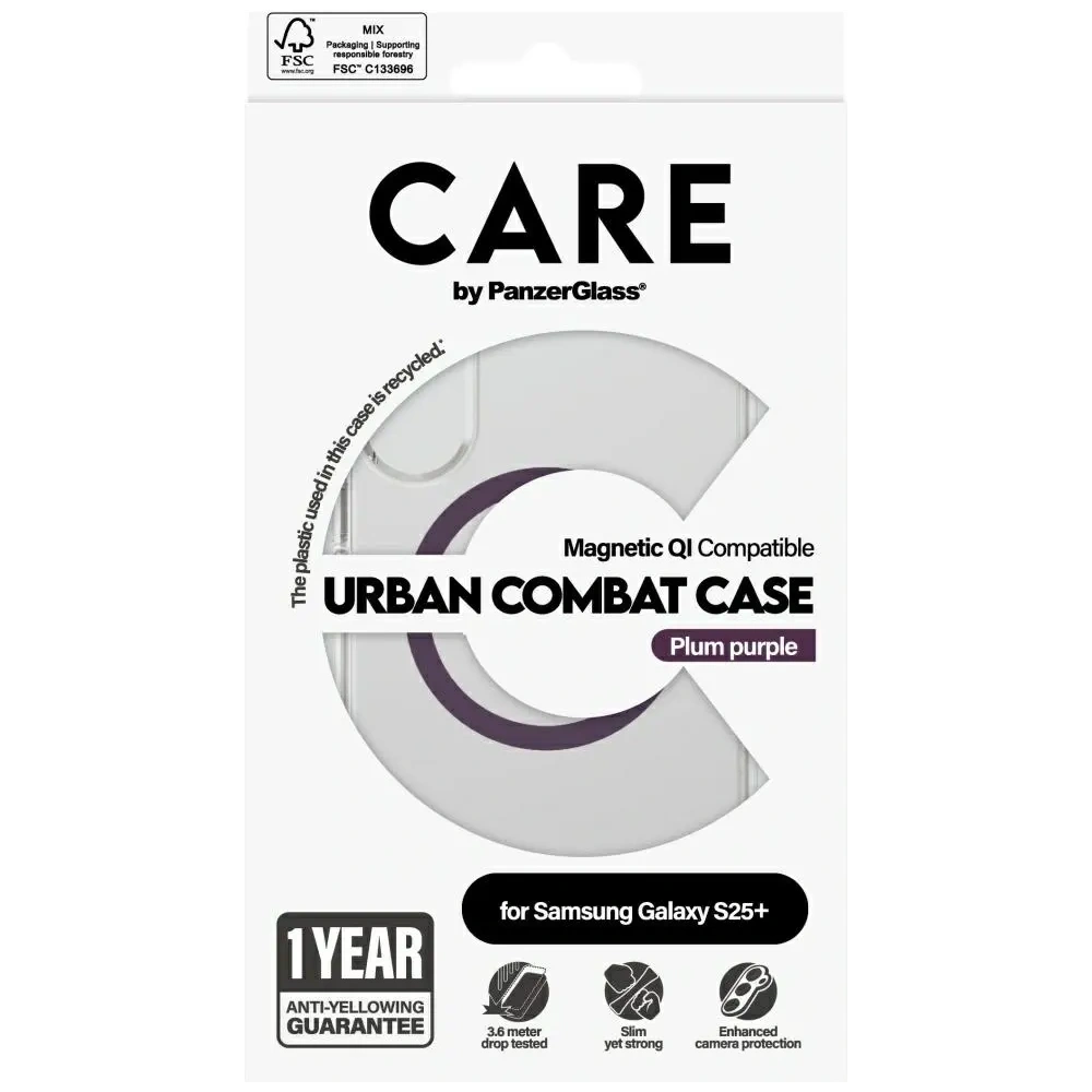Etui CARE by PanzerGlass Flagship Urban Combat Purple QI do Samsung Galaxy S25+ Plus przezroczysty