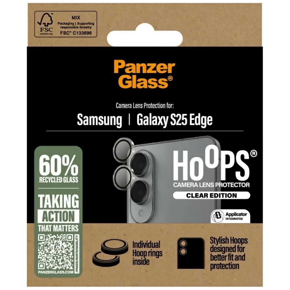Szkło hartowane na obiektyw PanzerGlass Hoops Lens Protector do Samsung Galaxy S25 Edge przezroczysty