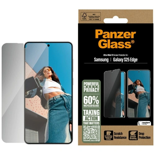 Buy Privatizing glass PanzerGlass Ultra-Wide Fit for Samsung Galaxy S25 Edge - PZG1033 - {ean13} - Home Screen Store Europe