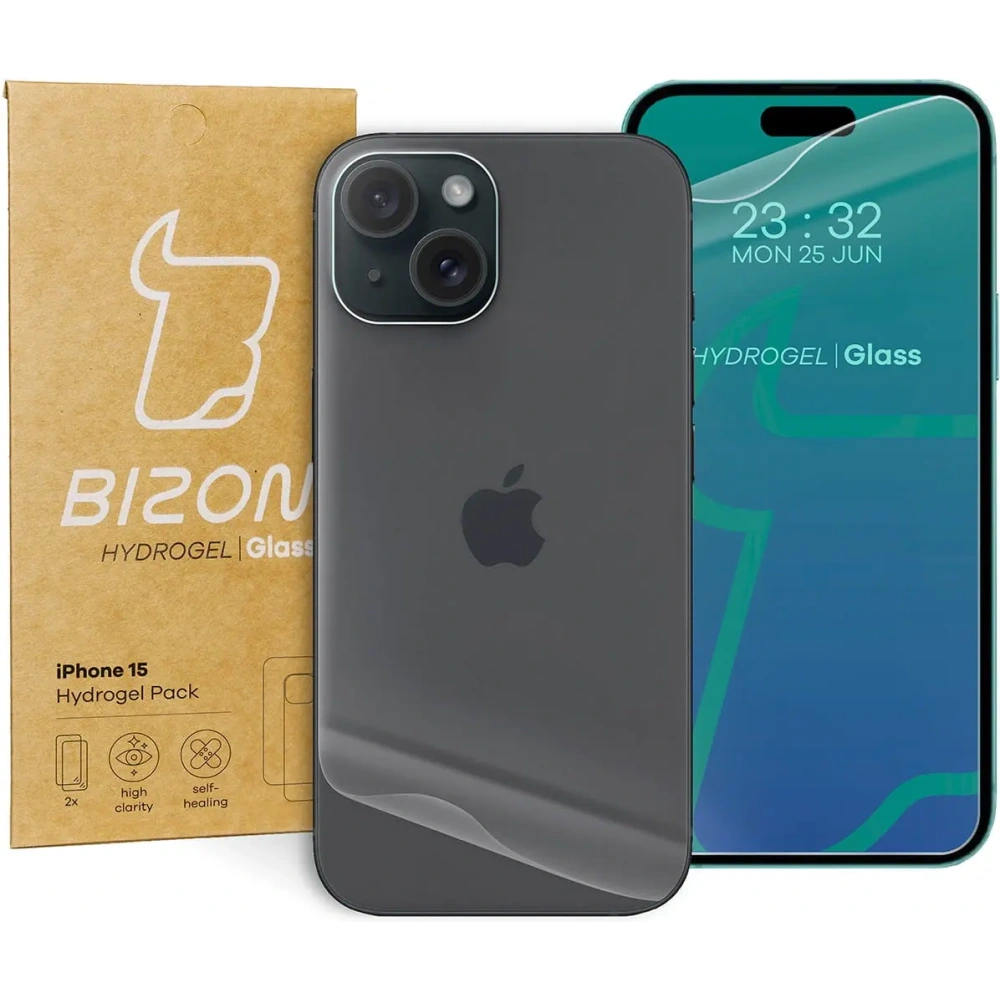 Folia hydrożelowa na tył i przód Bizon Glass Hydrogel Pack do Apple iPhone 15