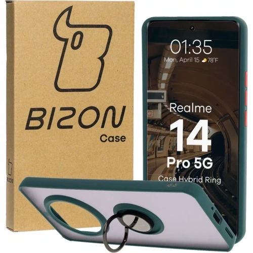 Buy Bizon Case Hybrid Ring Realme 14 Pro 5G smoky with a dark green frame - BIZ9550 - {ean13} - Home Screen Store Europe