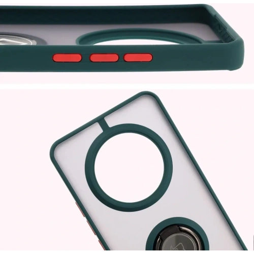 Kup Etui z uchwytem na palec Bizon Case Hybrid Ring do Realme 14 Pro 5G przydymione z ciemnozieloną ramką - BIZ9550 - {ean13} - Sklep Home Screen