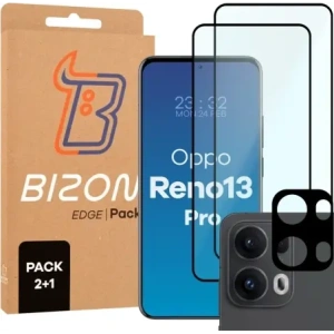 Buy Bizon Edge 2 Pack 2x tempered glass + 1x lens protection Oppo Reno13 Pro - BIZ9552 - {ean13} - Home Screen Store Europe