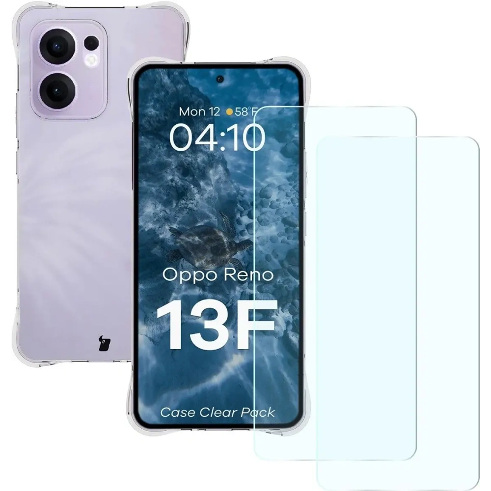 Etui + 2x szkło na ekran Bizon Case Clear Pack do Oppo Reno13F