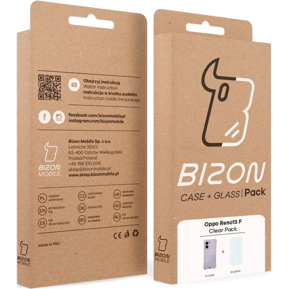 Etui + 2x szkło na ekran Bizon Case Clear Pack do Oppo Reno13F
