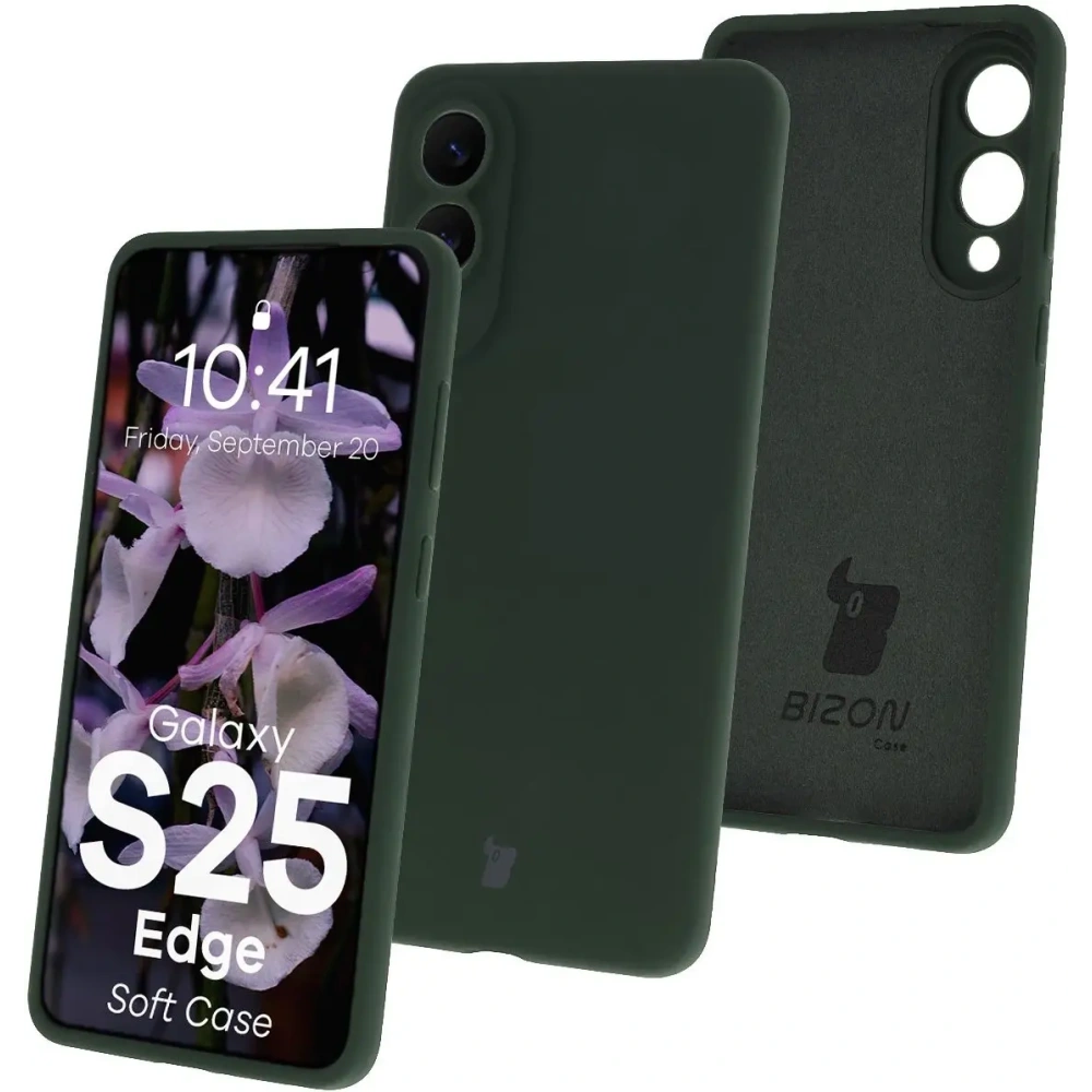 Silikonowe etui Bizon Soft Case do Samsung Galaxy S25 Edge ciemnozielone