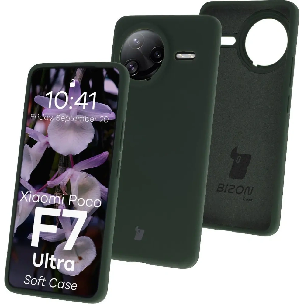 Silikonowe etui Bizon Soft Case do Xiaomi POCO F7 Ultra ciemnozielone