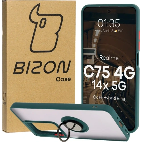 Kup Bizon Case Hybrid Ring Realme C75 4G / 14x 5G fumuriu cu un cadru verde închis - BIZ9570 - {ean13} - Sklep Home Screen