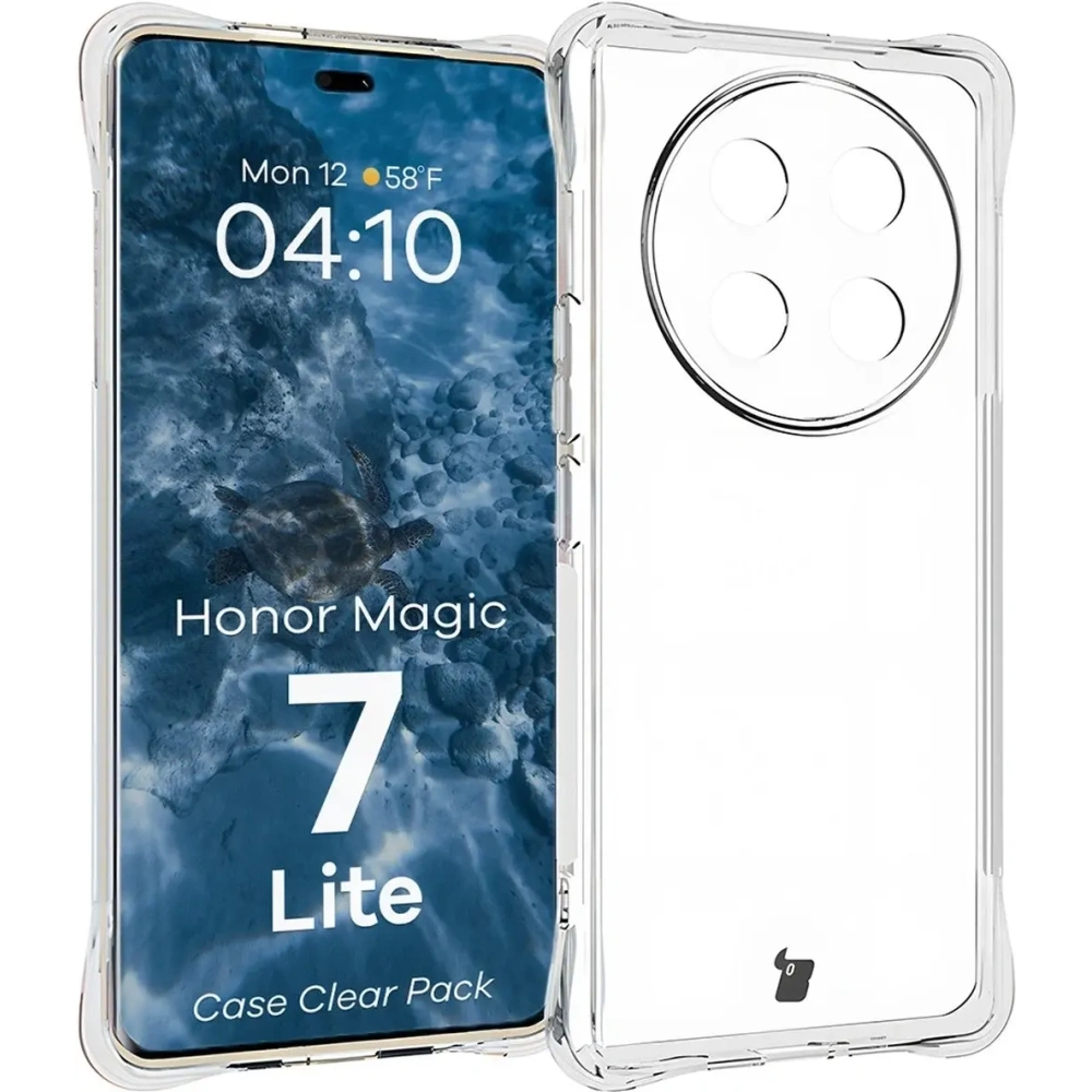 Etui + 2x folia na ekran Bizon Case Clear Pack do Honor Magic7 Lite