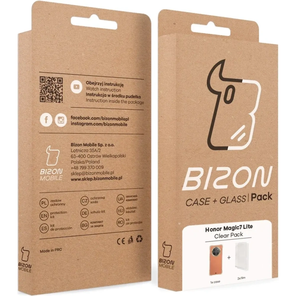 Etui + 2x folia na ekran Bizon Case Clear Pack do Honor Magic7 Lite