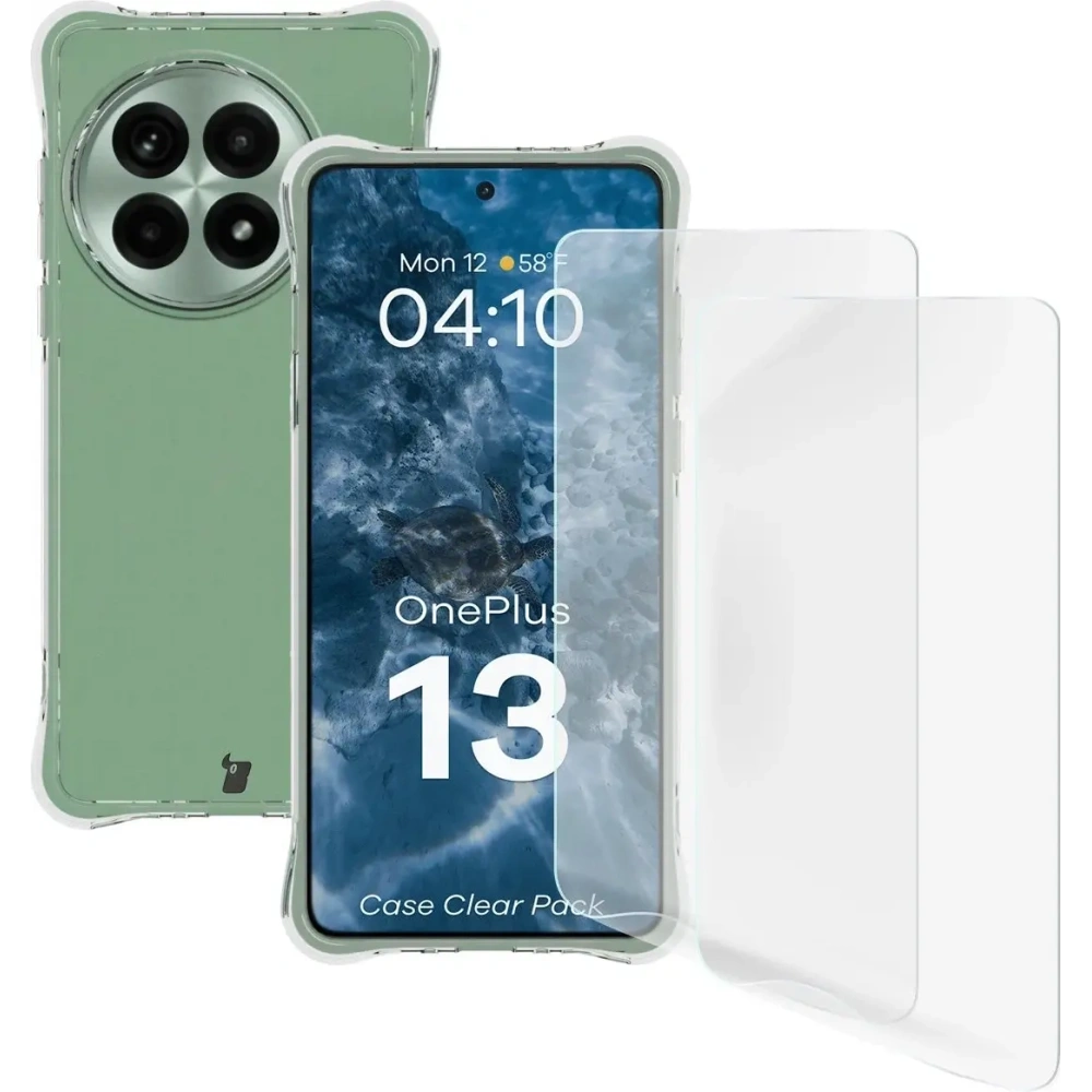Etui + 2x folia na ekran Bizon Case Clear Pack do OnePlus 13