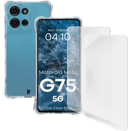 Kup Bizon Case Clear Pack flexibles Gehäuse + 2x Bildschirmfolie Motorola Moto G75 5G - BIZ9588 - {ean13} - Sklep Home Screen