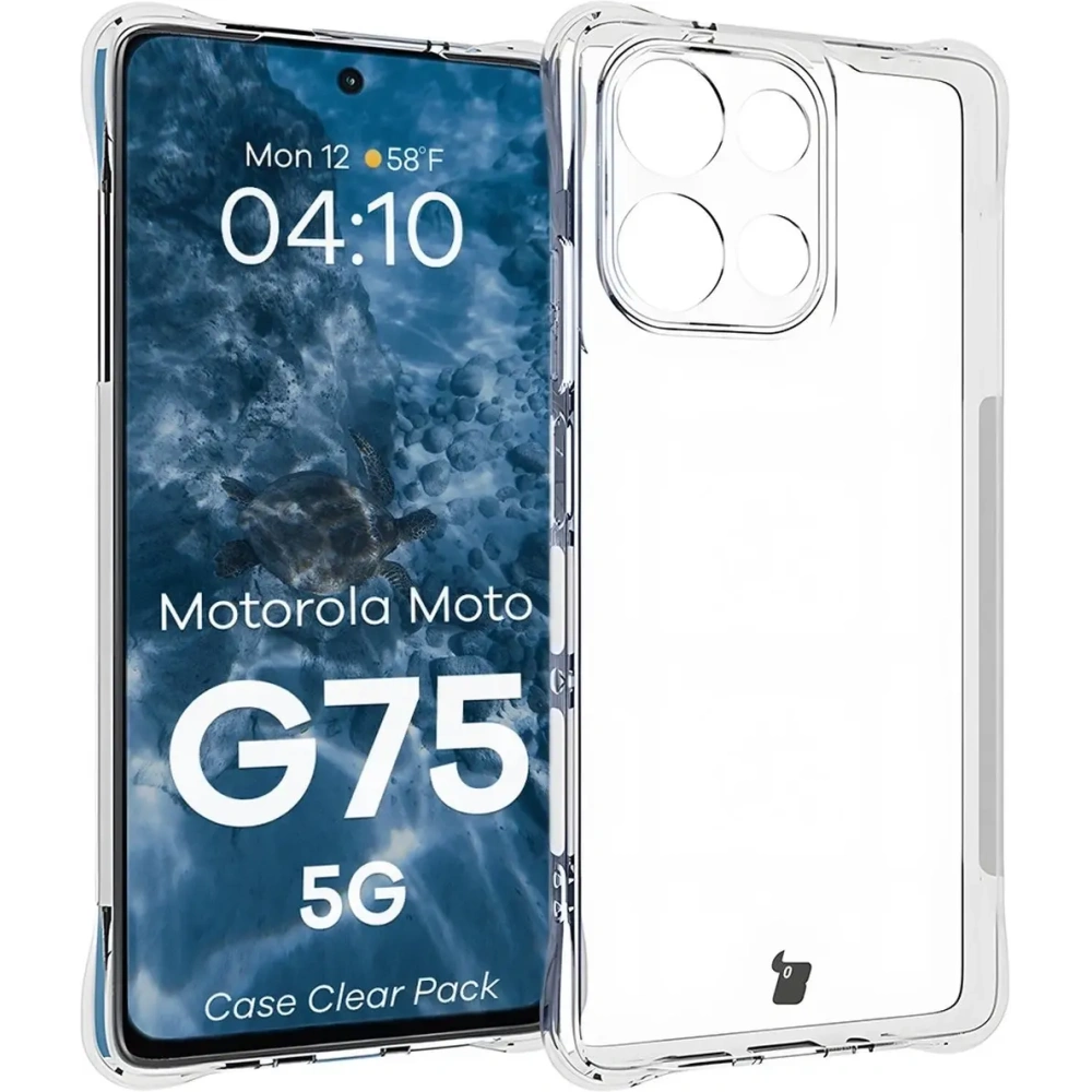 Etui + 2x folia na ekran Bizon Case Clear Pack do Motorola Moto G75 5G