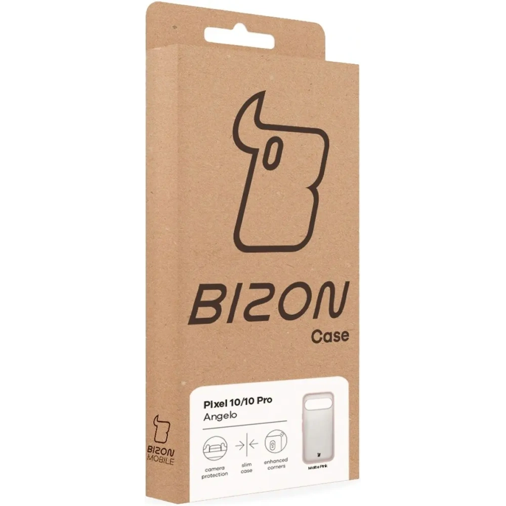 Etui Bizon Case Angelo do Google Pixel 10 / 10 Pro półprzezroczyste z różową ramką