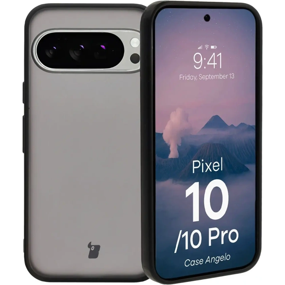 Etui Bizon Case Angelo do Google Pixel 10 / 10 Pro przydymione z czarną ramką