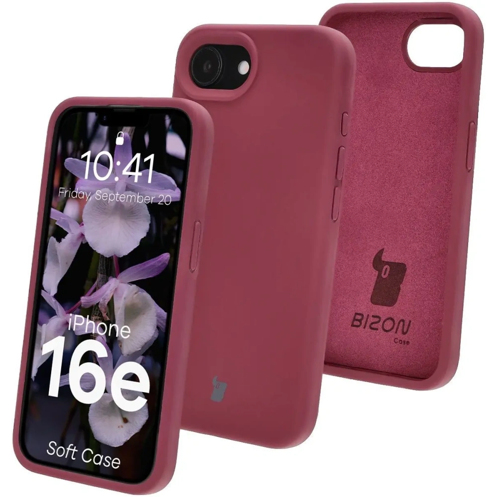 Silikonowe etui Bizon Soft Case do Apple iPhone 16e ciemnofioletowe