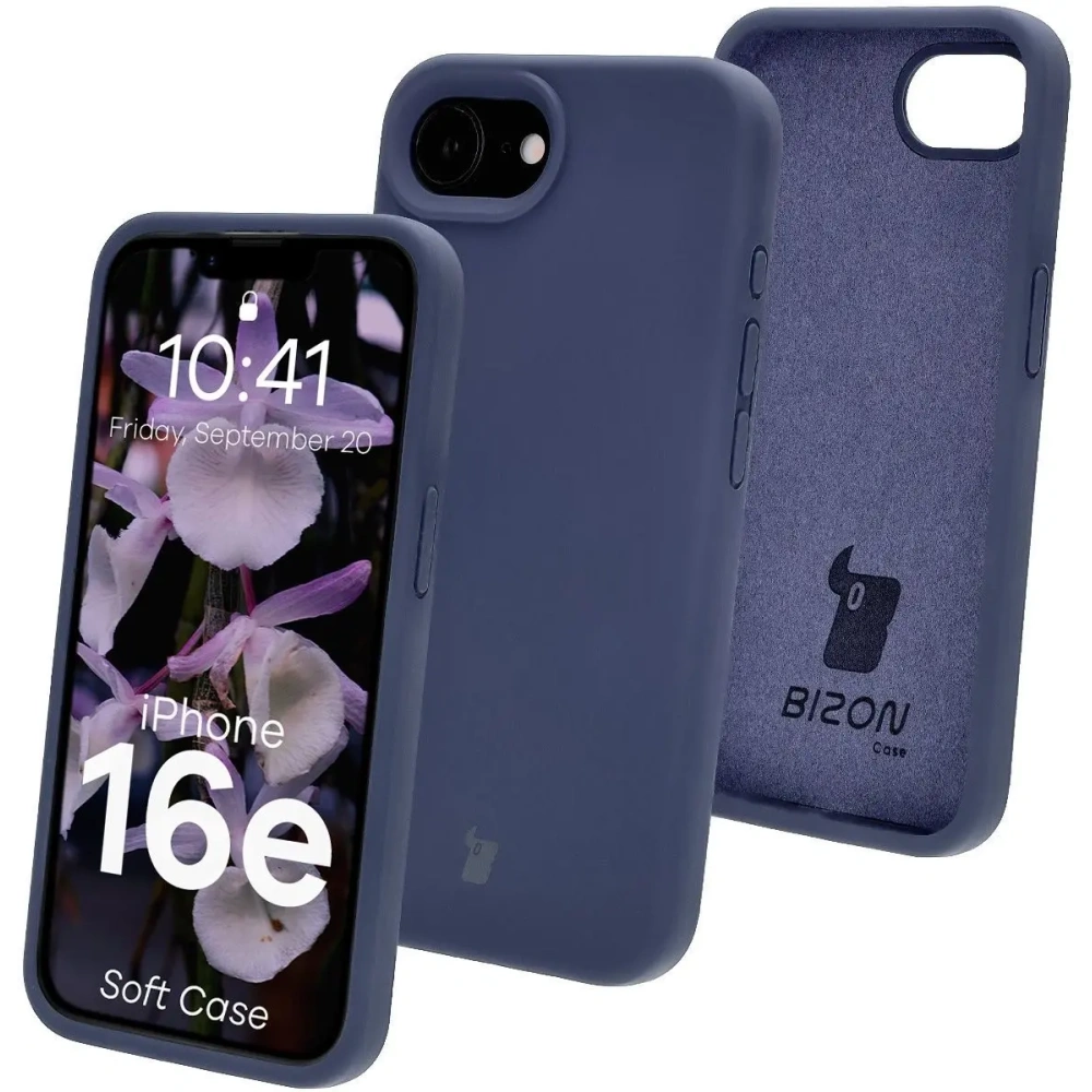 Silikonowe etui Bizon Soft Case do Apple iPhone 16e ciemnoniebieskie