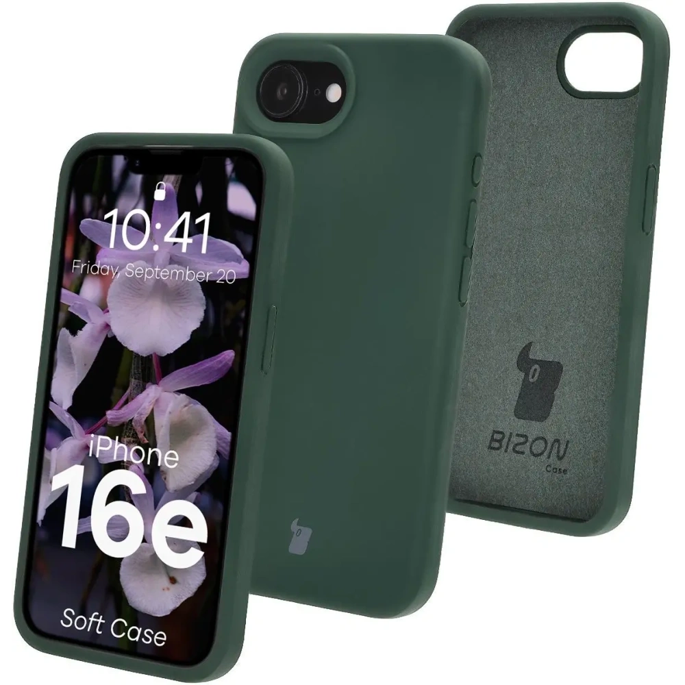 Silikonowe etui Bizon Soft Case do Apple iPhone 16e ciemnozielone