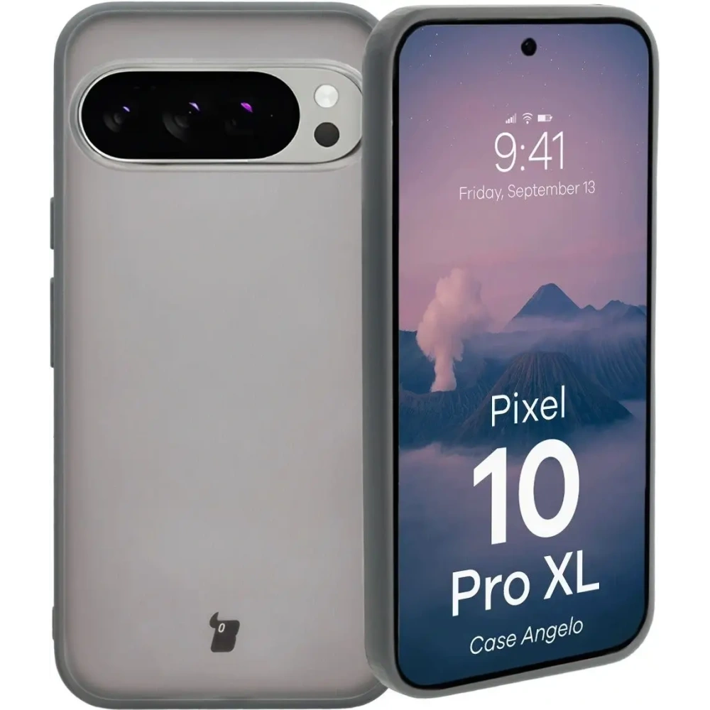Etui Bizon Case Angelo do Google Pixel 10 Pro XL półprzezroczyste z szarą ramką