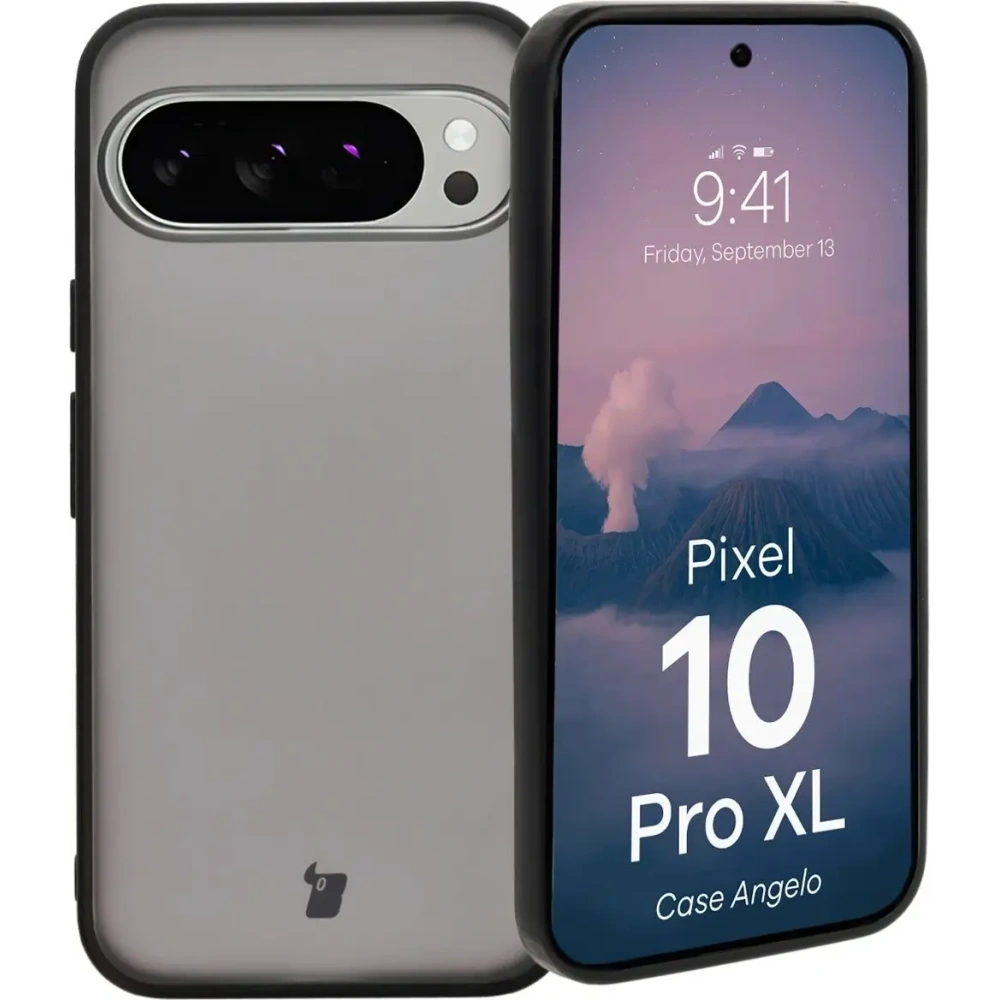 Etui Bizon Case Angelo do Google Pixel 10 Pro XL przydymione z czarną ramką