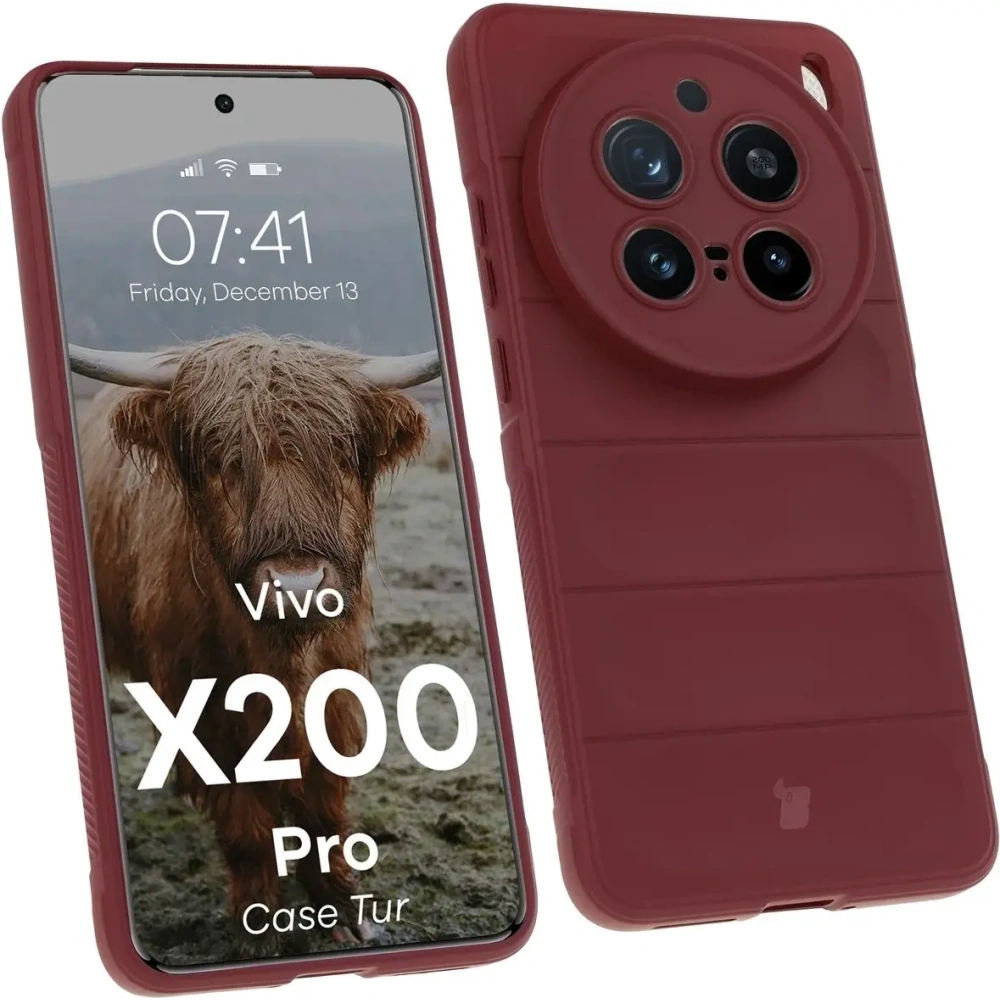 Pancerne etui Bizon Case Tur do Vivo X200 Pro burgundowe