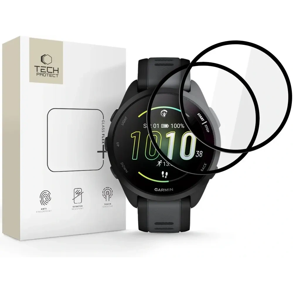 Szkło hybrydowe Tech-Protect Glass Flex+ Garmin Forerunner 165 Black [2 PACK]