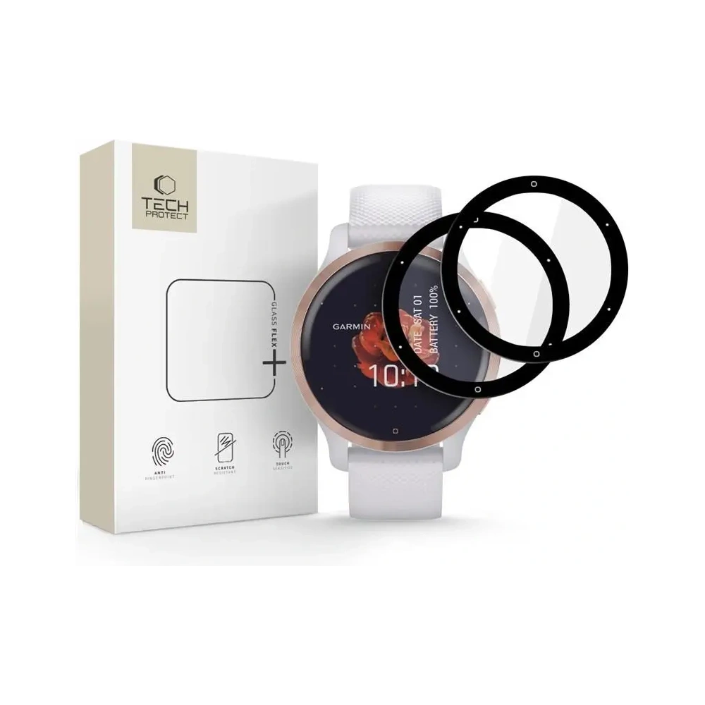 Szkło hybrydowe Tech-Protect Glass Flex+ Garmin Venu 2s Black [2 PACK]