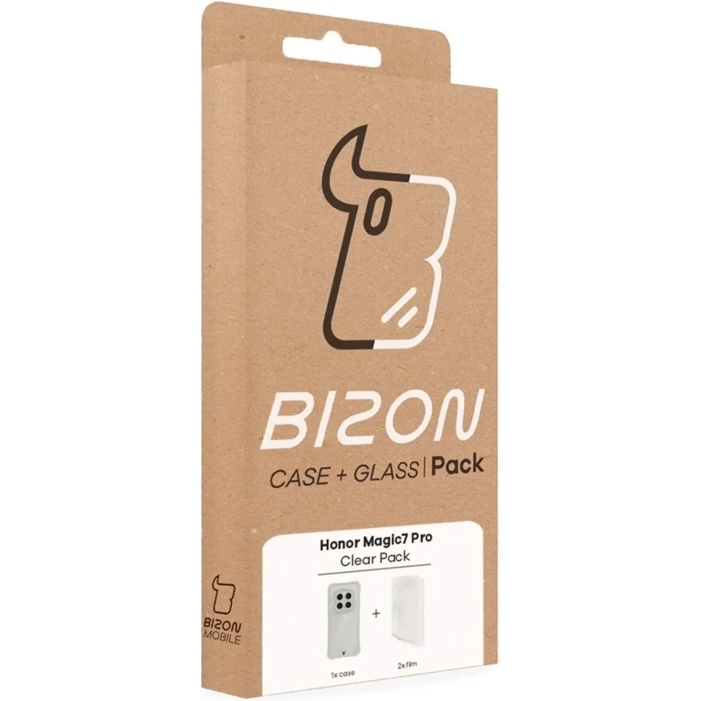 Etui + 2x folia Bizon Case Clear Pack do Honor Magic7 Pro