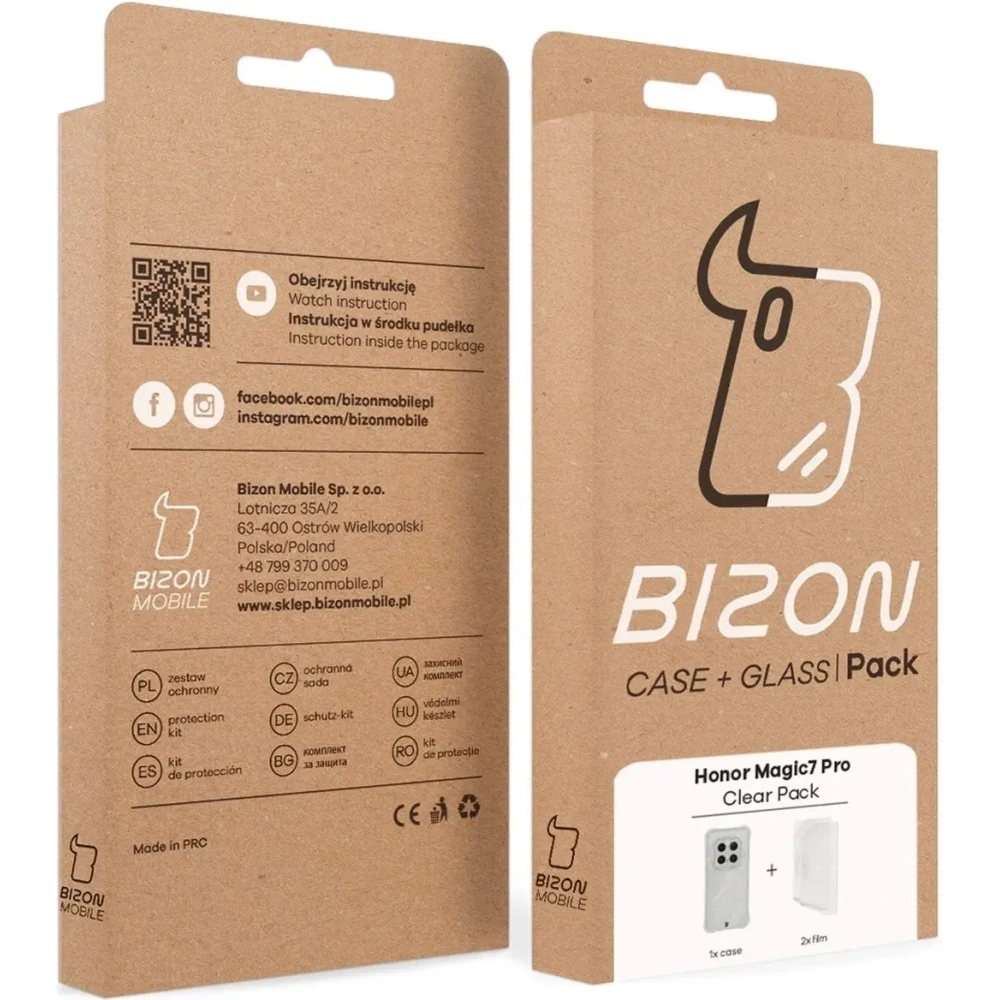 Etui + 2x folia Bizon Case Clear Pack do Honor Magic7 Pro