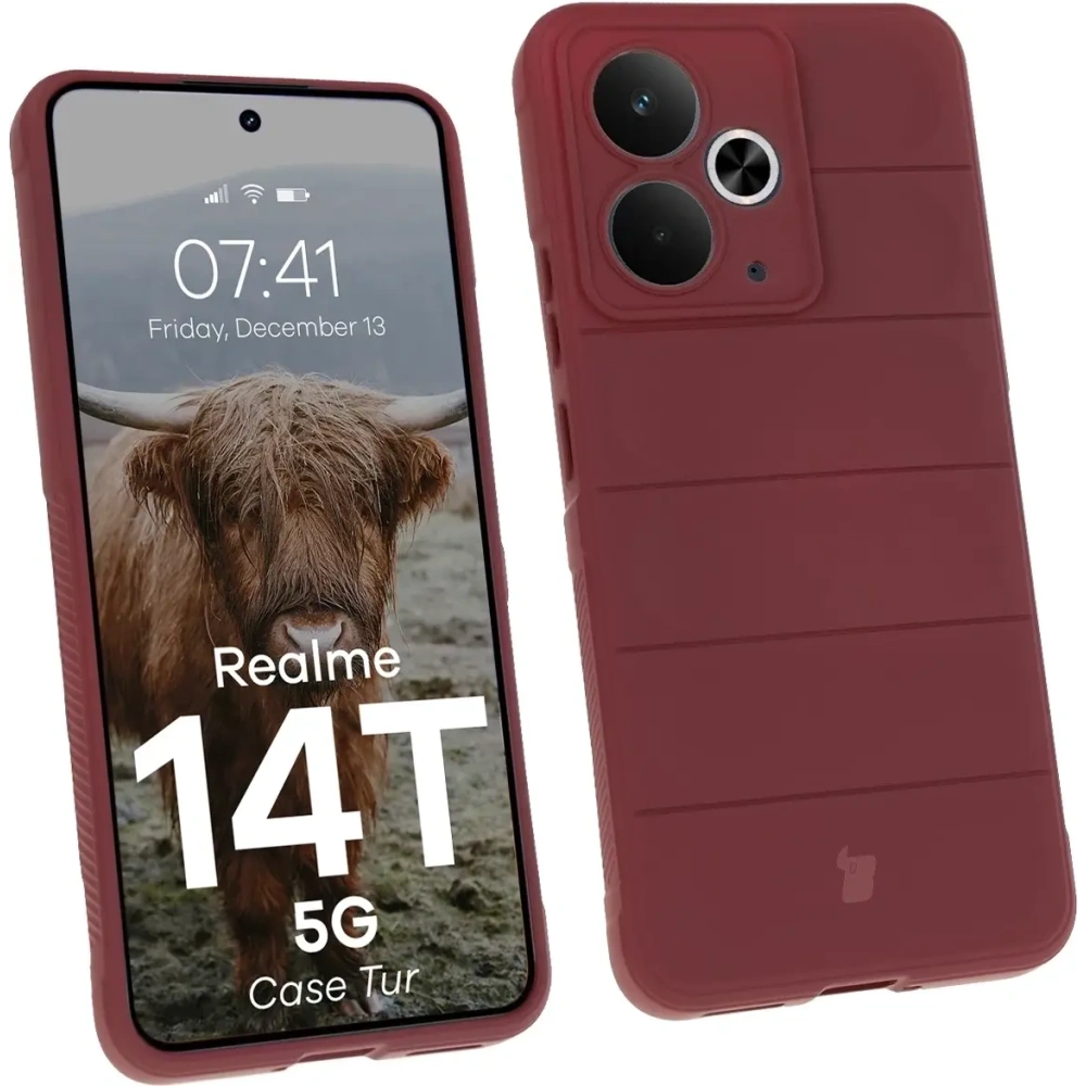 Pancerne etui Bizon Case Tur do Realme 14T 5G burgundowe