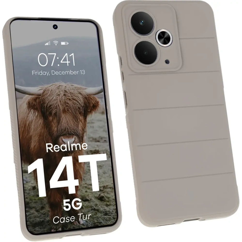 Pancerne etui Bizon Case Tur do Realme 14T 5G jasnoszare