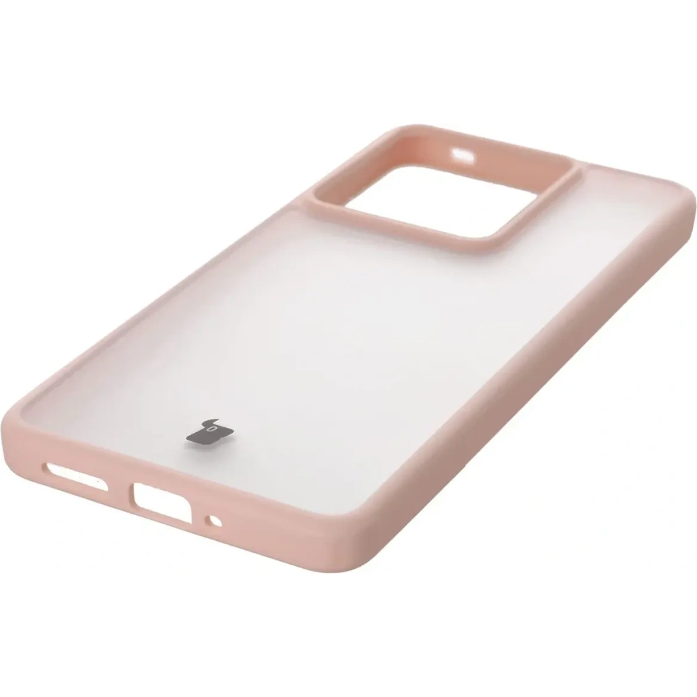 Etui Bizon Case Angelo do Realme GT 7 / 7T półprzezroczyste z różową ramką