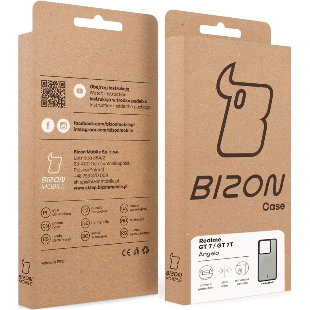 Etui Bizon Case Angelo do Realme GT 7 / 7T przydymione z czarną ramką