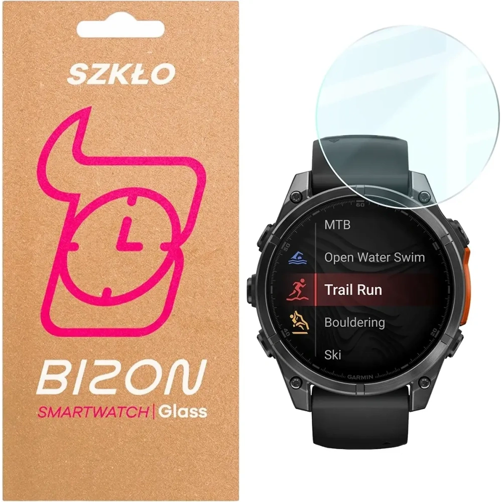 Szkło hartowane na ekran Bizon Glass Watch Clear do Garmin Tactix 8 AMOLED 47 mm