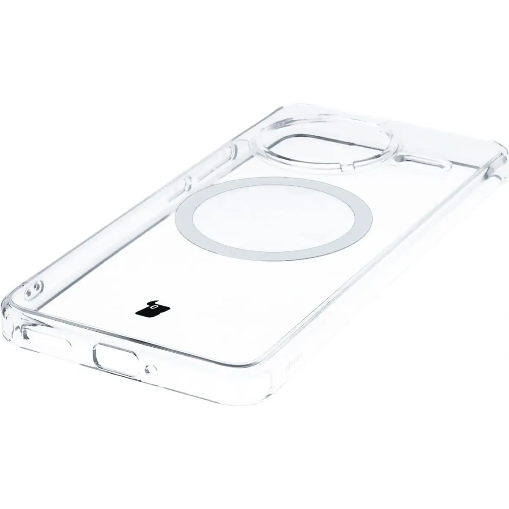 Etui z pierścieniem magnetycznym Bizon Case CrystalO do Xiaomi POCO F7 Pro przezroczyste