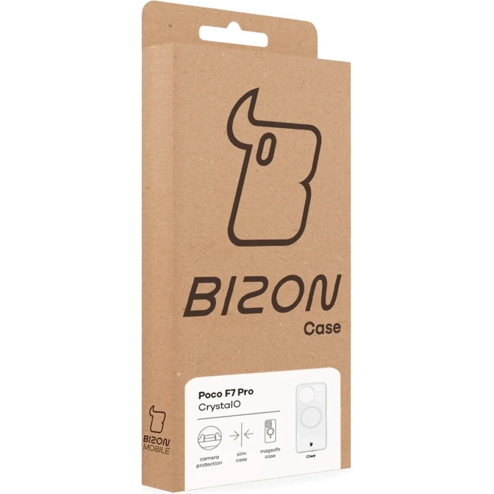 Etui z pierścieniem magnetycznym Bizon Case CrystalO do Xiaomi POCO F7 Pro przezroczyste