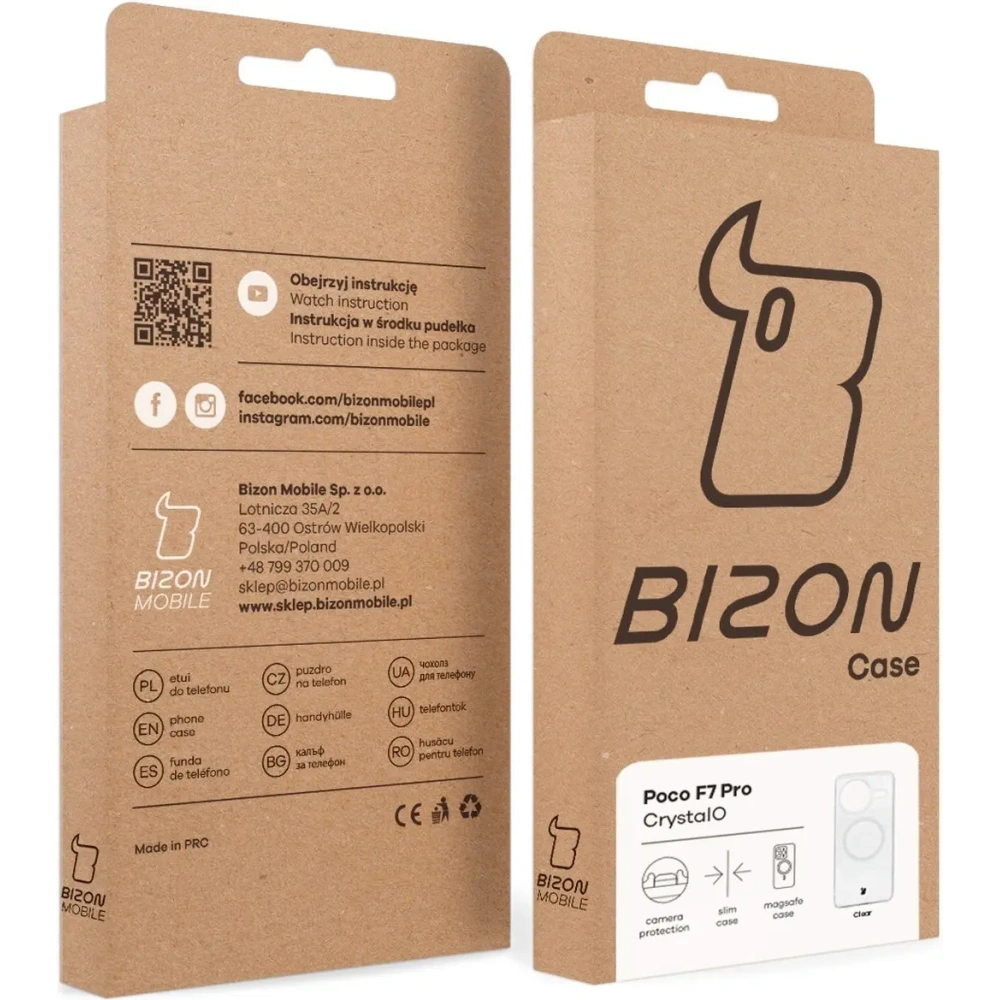 Etui z pierścieniem magnetycznym Bizon Case CrystalO do Xiaomi POCO F7 Pro przezroczyste