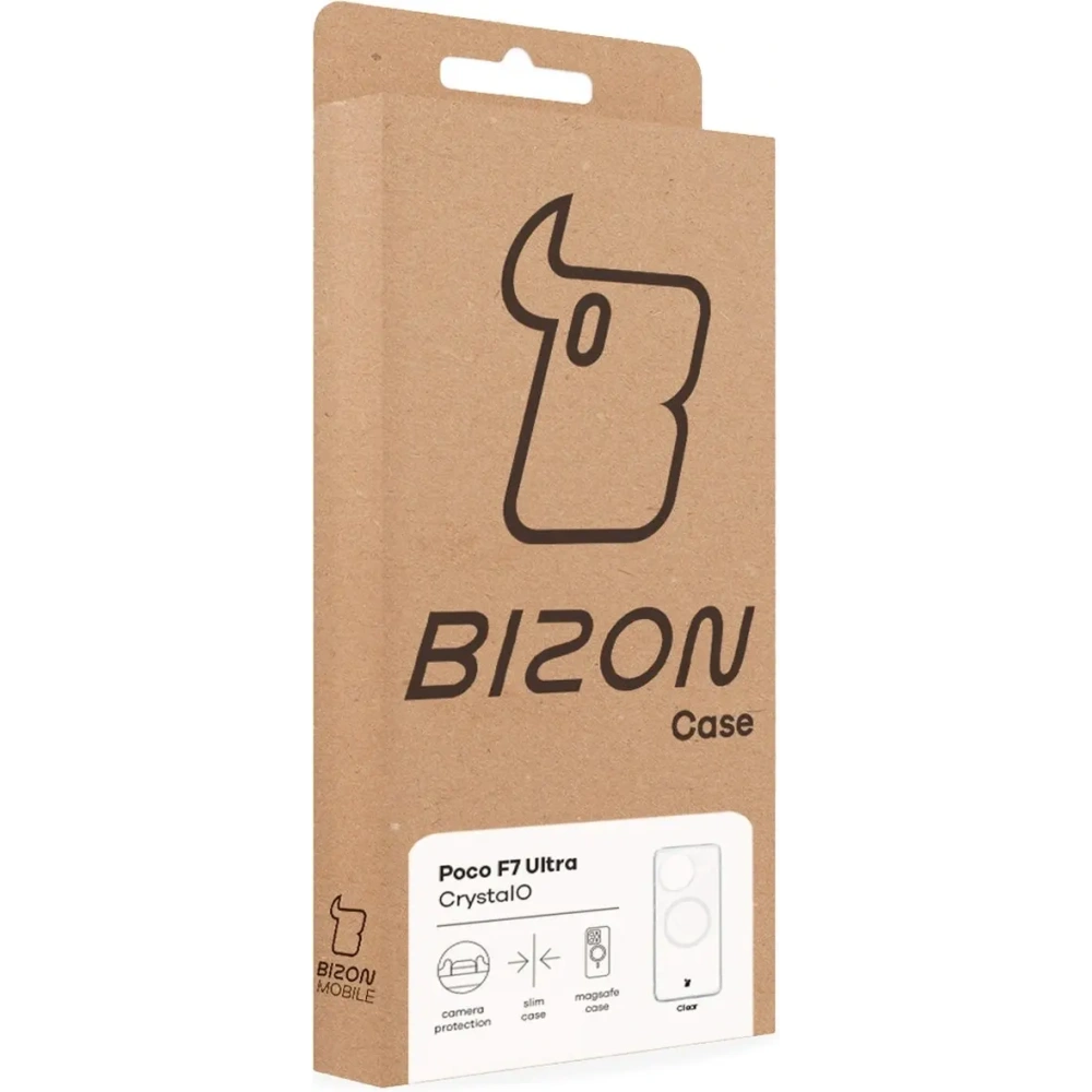 Etui z pierścieniem magnetycznym Bizon Case CrystalO do Xiaomi POCO F7 Ultra przezroczyste