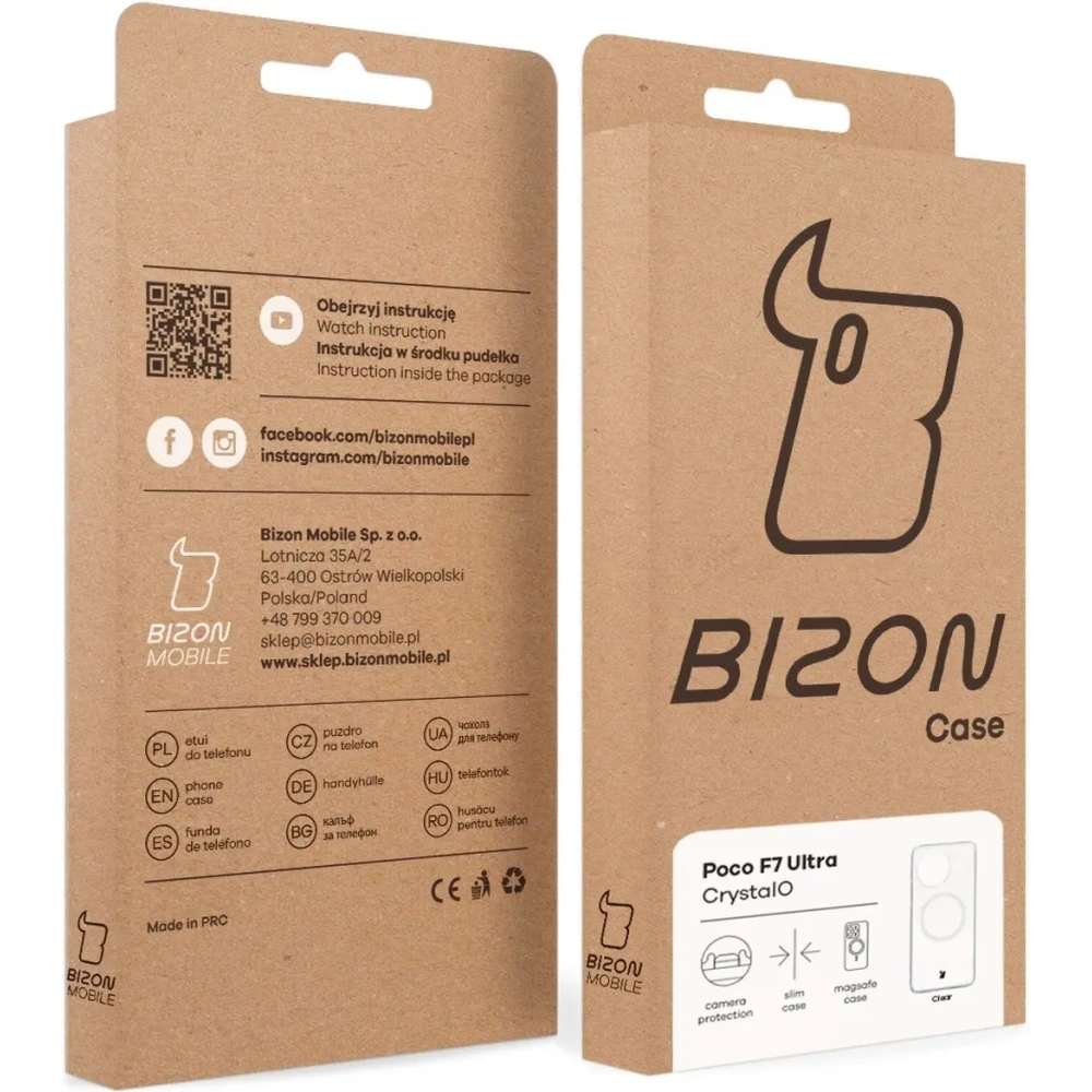 Etui z pierścieniem magnetycznym Bizon Case CrystalO do Xiaomi POCO F7 Ultra przezroczyste