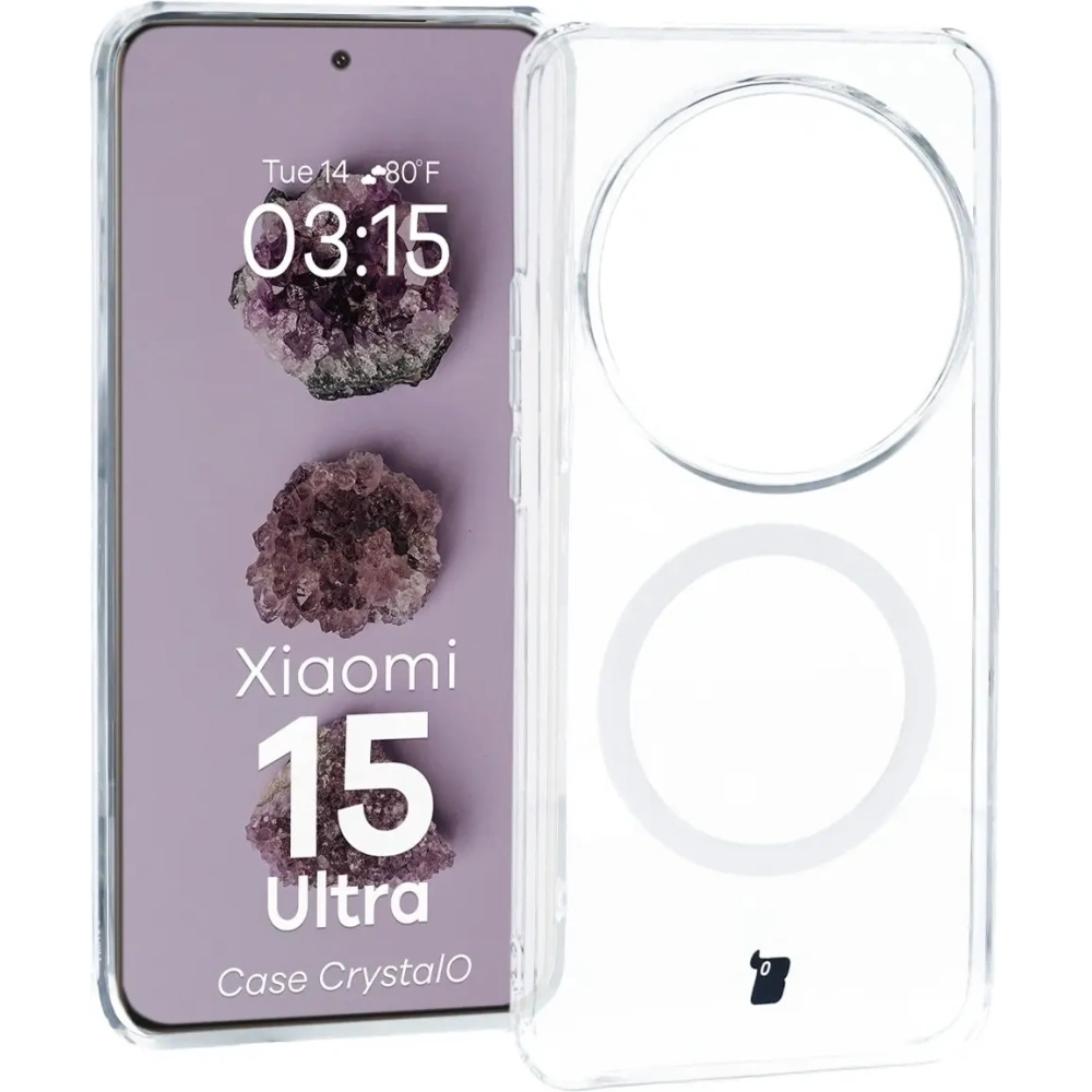 Etui z pierścieniem magnetycznym Bizon Case CrystalO do Xiaomi 15 Ultra przezroczyste