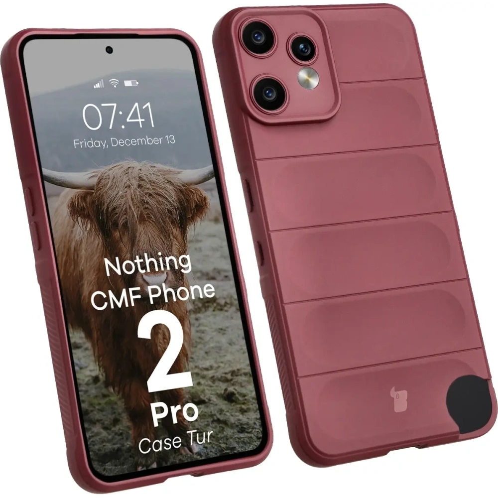 Pancerne etui Bizon Case Tur do Nothing CMF Phone 2 Pro burgundowe