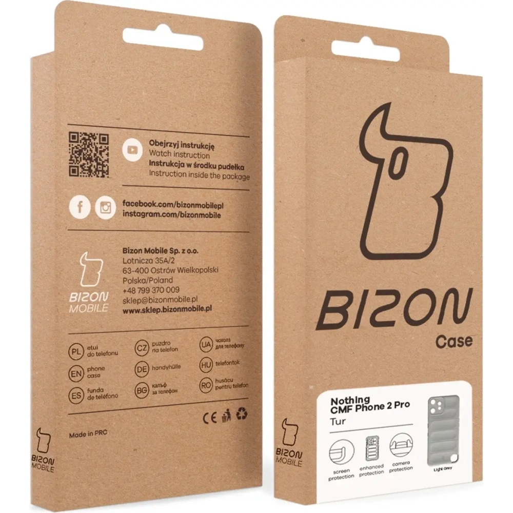 Pancerne etui Bizon Case Tur do Nothing CMF Phone 2 Pro jasnoszare