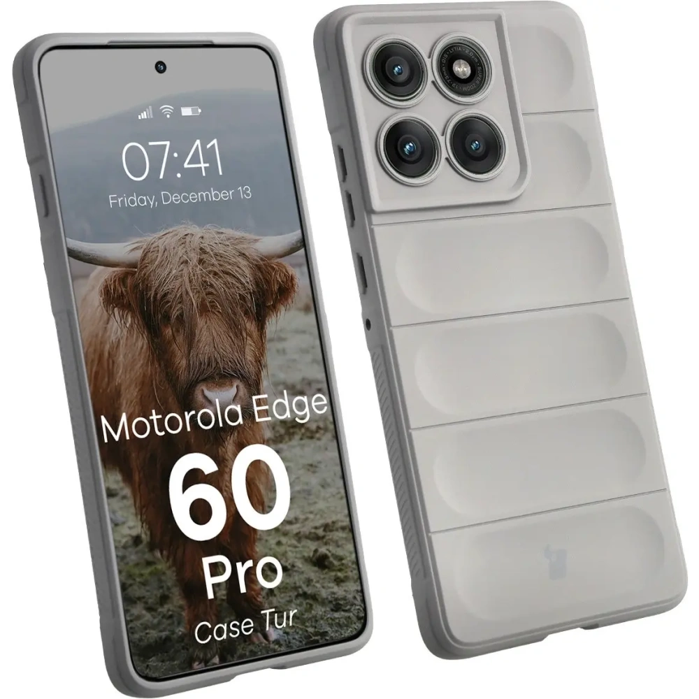 Pancerne etui Bizon Case Tur do Motorola Edge 60 Pro jasnoszare