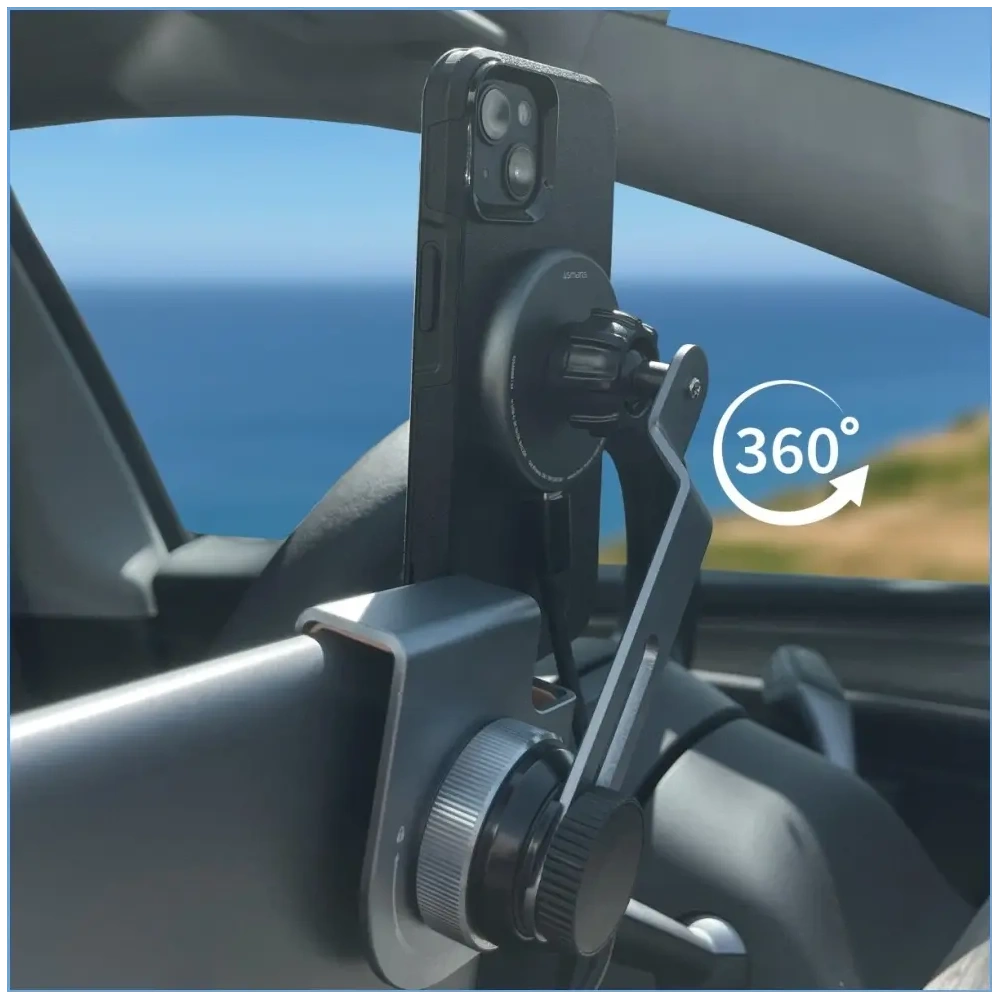 Uchwyt magnetyczny 4smarts Screen Mount Qi2 na monitor do smartfonów MagSafe szary