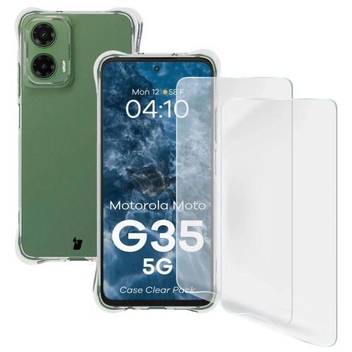 Kup Elastyczne etui + 2x folia na ekran Bizon Case Clear Pack do Motorola Moto G35 5G - BIZ9689 - {ean13} - Sklep Home Screen